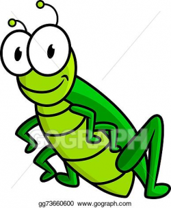 Vector Clipart - Cartoon funny green grasshopper character ...