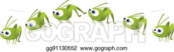Vector Clipart - Funny grasshopper jumping. Vector ...