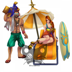 Poolparty Graves and Poolparty Leona by AngryAngysArt on DeviantArt