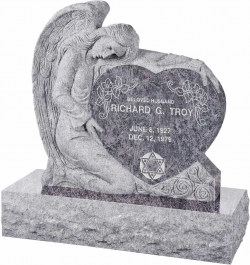 Angel with Heart Upright Headstone polished all sides with 40″ Base