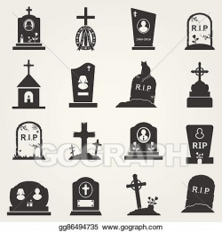 EPS Vector - Cemetery crosses and gravestones icons. Stock ...