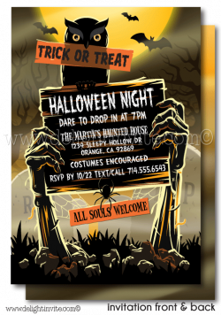 Zombie Graveyard Adult Halloween Party invitations, printed ...