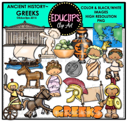 Ancient History - Greeks Clip Art Bundle (Color and B&W)