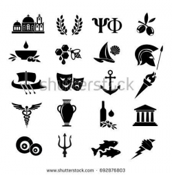 white, black, greece, greek, icon, ancient, vector, culture ...