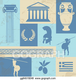 Vector Stock - Greece symbols and landmarks on retro poster ...