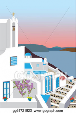 Vector Clipart - Greek island village. Vector Illustration ...