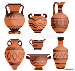 Ancient greek vases. Ancient decorative pots isolated on ...