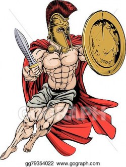 Vector Art - Red caped greek warrior. EPS clipart gg79354022 ...