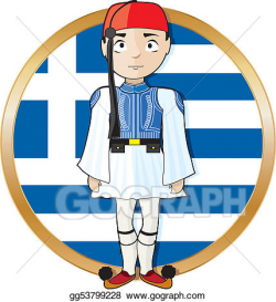 Drawing - Greek evzone with flag. Clipart Drawing gg53799228 ...