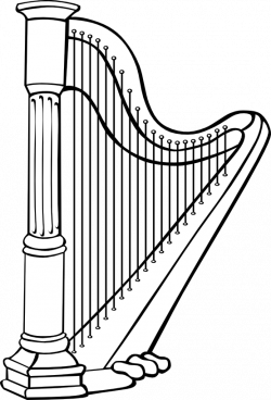 Harp 2 Black White Line Art Coloring Book Colouring 555px.png ...