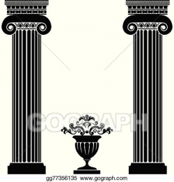 Vector Clipart - Classical greek or roman columns and vase ...