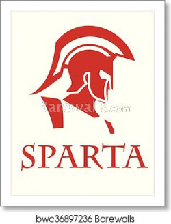 Sparta warrior head. Trojan helmet. Warrior Profile art print poster