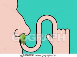 Vector Illustration - Snivel on finger. pick your nose ...