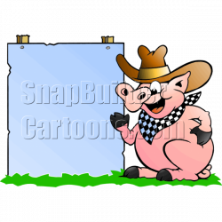 Pig Cowboy Holding Sign