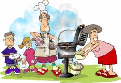 Royalty Free Clipart Image of a Family Having a Barbeque ...