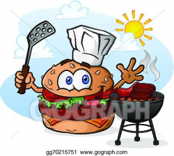 Vector Stock - Cheeseburger cartoon chef grilling. Clipart ...