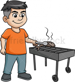 Man Grilling Fish On The BBQ | Cooking Clipart | Cooking ...