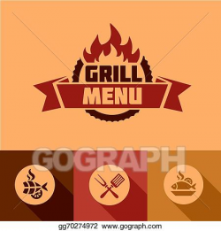 Vector Stock - Flat grill menu design elements. Stock Clip ...