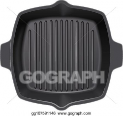 Vector Art - Cast-iron grill pan for cooking barbecue ...