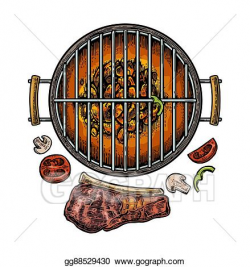 EPS Illustration - Barbecue grill top view with charcoal ...