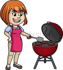 Woman Grilling Beef Burgers | Cooking Clipart | Beef burgers ...