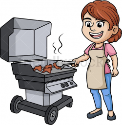 Woman Grilling Chicken Wings | Cooking Clipart | Chicken ...