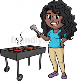 Black Woman Cooking BBQ | Cooking Clipart | Vector clipart ...