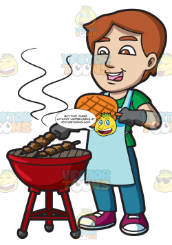 A Man Cooking Barbecue On The Grill