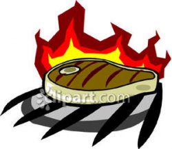Steak On A Grill - Royalty Free Clipart Picture