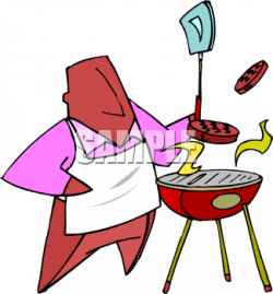 Clipart Image of a Man Grilling Hamburgers - foodclipart.com