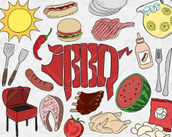 Barbecue Clipart Vector Pack, BBQ Clipart, Grill Clipart, Burger Clipart,  Dinner Clipart, Planner Clipart, BBQ Sticker, SVG, png file