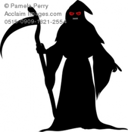Clip Art Illustration of the Grim Reaper Holding a Scythe