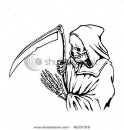 Clip Art Image: A Black and White Grim Reaper