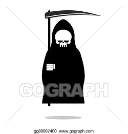 Clip Art Vector - Grim reaper with scythe. death in black ...