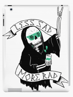 'less sad more rad ghost, skull, grim reaper' iPad Case/Skin by  islandinthesun