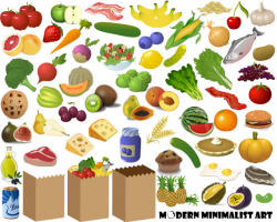 60 PNGS, Food Clipart, Grocery Clipart, Grocery Shopping, Food ...
