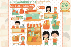 Cute supermarket clipart, Grocery clipart, Shop art- INSTANT