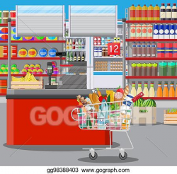 EPS Vector - Supermarket store interior with goods. Stock ...