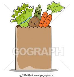 Clip Art Vector - Grocery bag with healthy vegetables. Stock ...