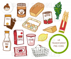 Grocery Shopping Clipart and Sticker Set