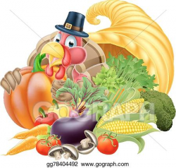 EPS Vector - Cornucopia and thanksgiving turkey. Stock ...