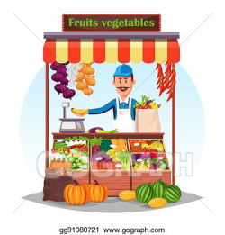 Vector Art - Market counter or stand with fruits and ...