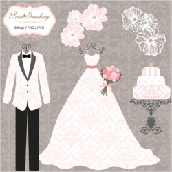Tiny groom and bride tux dress clipart - Clip Art Library