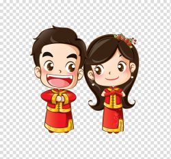 Illustration of black haired male and female, Wedding ...