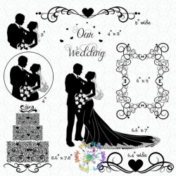 Elegant Wedding Silhouette Clipart | Bride & Groom | Cake | Frame |  Ornament | Divider |Transparent Digital Images PNG Instant Download