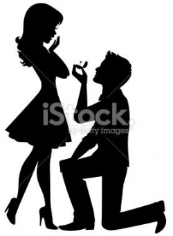 A man proposing to a woman. Images are solid shapes and man ...