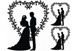 Wedding Heart, Bride and Groom SVG, Wedding Clipart.