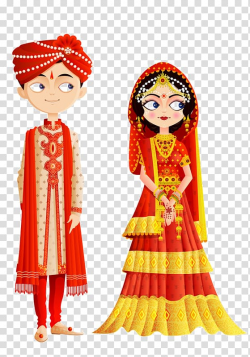 Girl and boy traditional dress illustration, Wedding ...