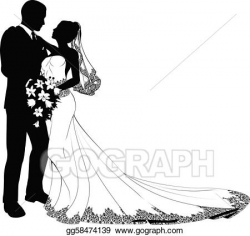 Vector Illustration - Bride and groom silhouette. Stock Clip ...