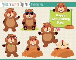 Groundhog Day Clip Art - color and outlines | Bulletin Board ...